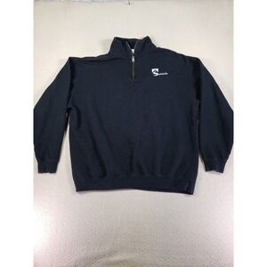 Seaside Sweatshirt Mens Large Black Canvas Long Sleeve 1/4 Zip Casual Athleisure